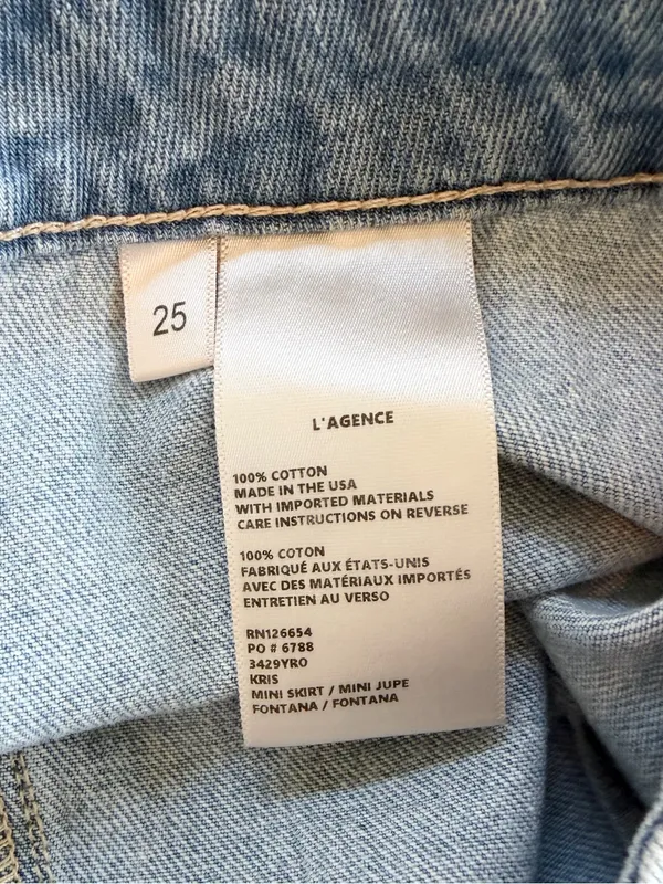 L’AGENCE The Kris Button Front Mini Skirt in Fontana Light Blue Size 25 NWT - Image 7
