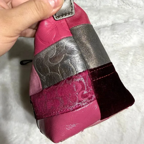 y2k Coach Vintage Pink Patchwork Demi Baguette Shoulder Bag Small Mini Purse - Image 5