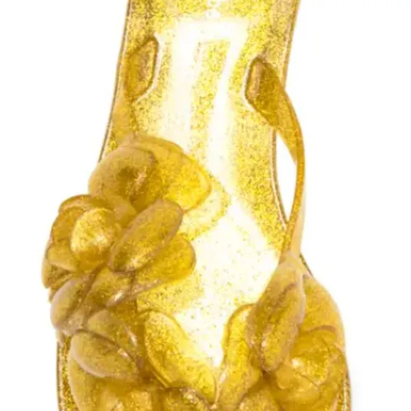 NEW JEFFREY CAMPBELL Fleuris Jelly Flip Flop In Gold Glitter - Image 4
