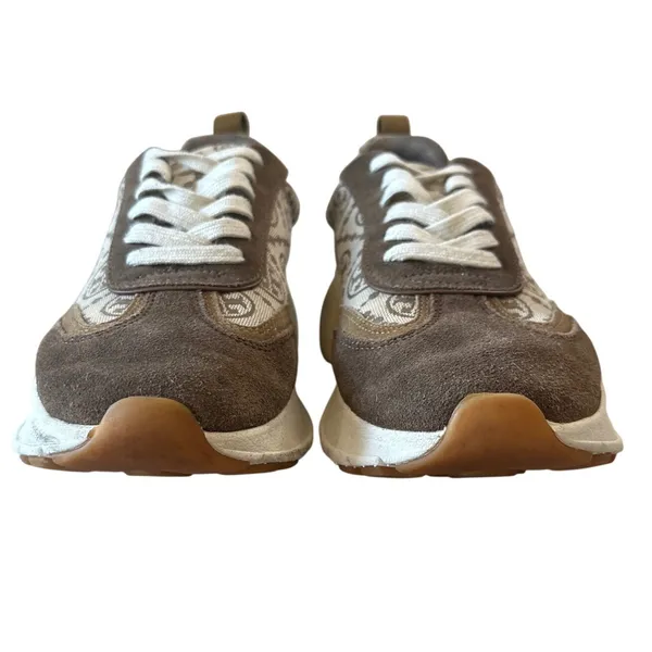 Tory Burch Good Luck T-Monogram Trainer Brown Suede Chunky Sneakers 8.5 - Image 3