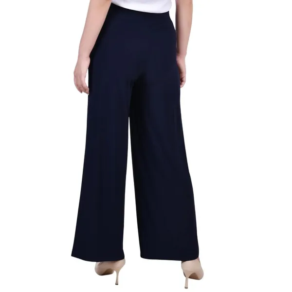 NWT Ny Collection Petite Mid Rise Pull On Wide-Leg Palazzo Pants Navy Blue SP - Image 3