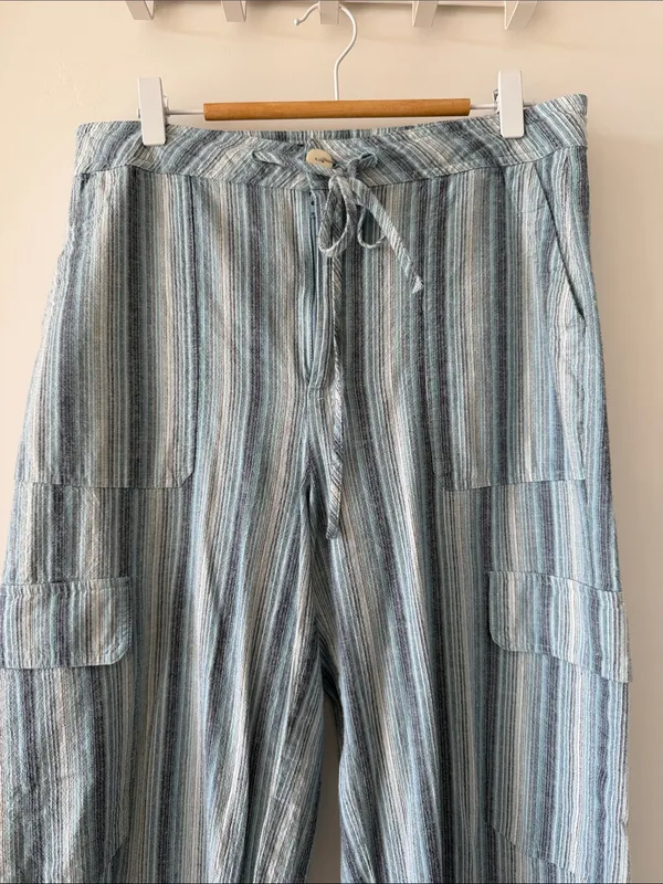 Mango Striped Blue Cargo Pants - Image 2