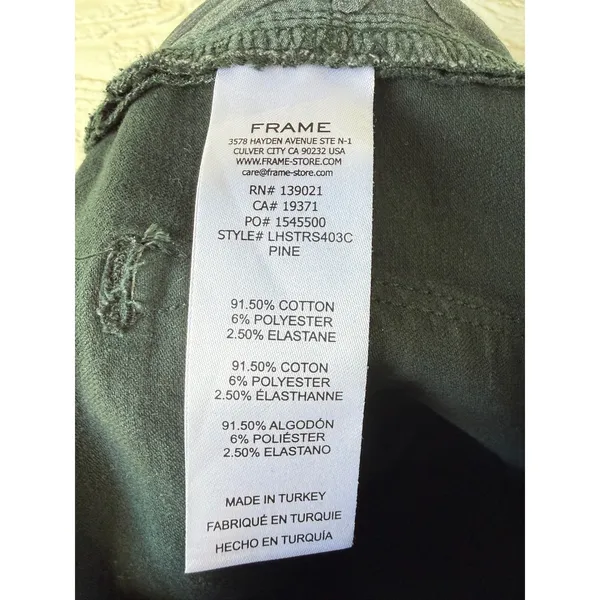 FRAME Le High Straight Jeans Pine Green Raw Hem LHSTRS403C Womens Size‎ 29 - Image 7