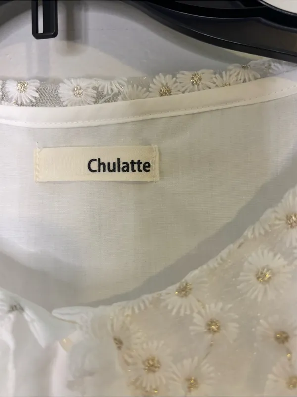 Chulatte White Eyelet Peter Pan Collar Blouse Size M - Image 4