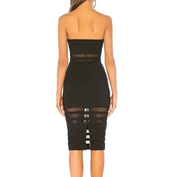 Revolve Superdown Black Strapless Midi Tube Dress Size XS Bodycon Magdalena - Image 2