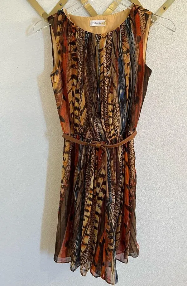 Calvin Klein Mixed Animal Print Belted Dress 2P - Image 2