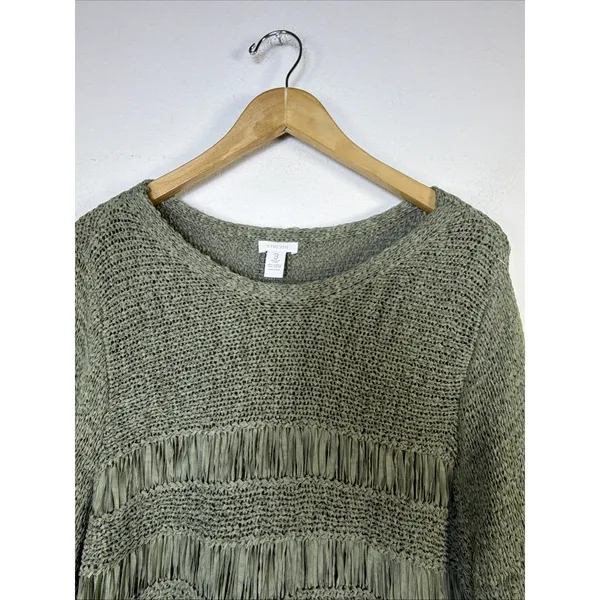 Chico's 3 Sweater xl Olive Green quiet luxury bohemian western designer cottage - Image 5