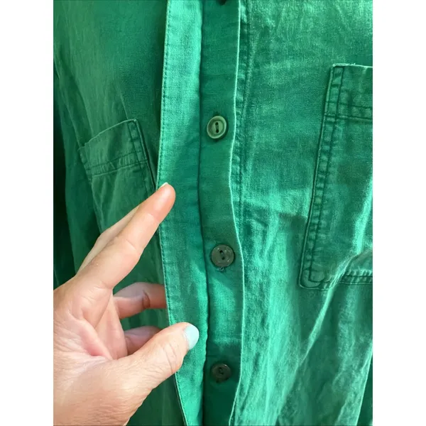 YFB Young Fabulous Broke Green Linen Dress Sz s Tunic Shirt Beachy‎ Lightweight - Image 3