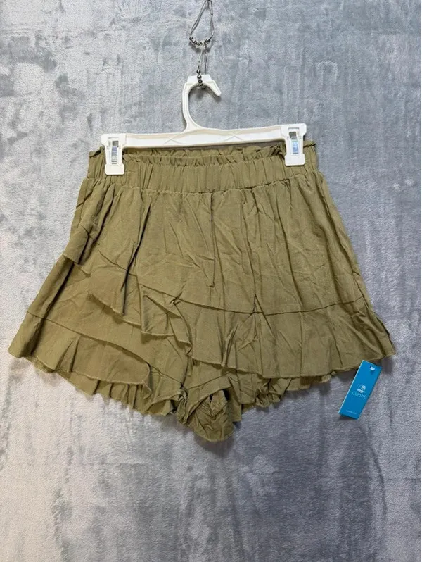 Cupshe Womens Tiered Ruffle Skort Olive Green Size Medium NWT - Image 2