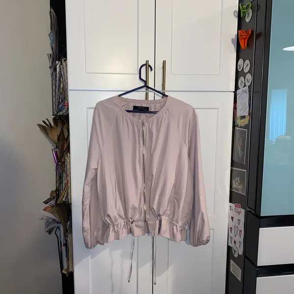 Zara Basic lightweight crew neck peplum drawstring windbreaker jacket lilac pink - Image 8