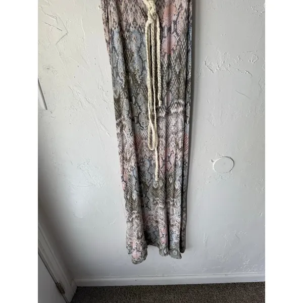 Lovestitch Boho Maxi‎ Dress Small Snake Print Braided Strap Tie Back Rayon Flowy - Image 4