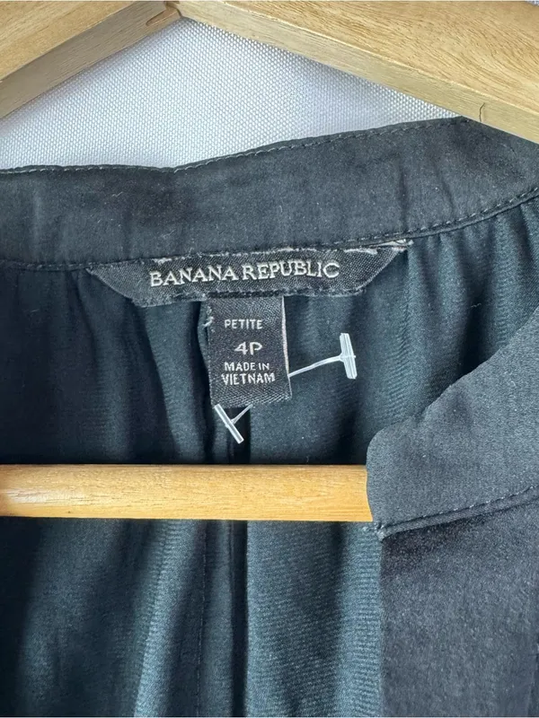 Banana Republic Petite Black Fit & Flare Short Sleeve Mini Dress 4P - Image 4