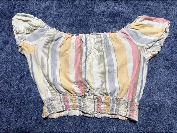 Aeropostale Women's Striped Off-Shoulder Crop Top XL - Image 6