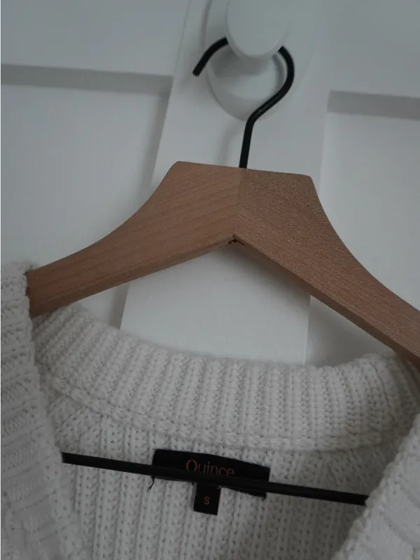 Quince Organic Cotton Fisherman Crew Sweater Ivory - Image 4