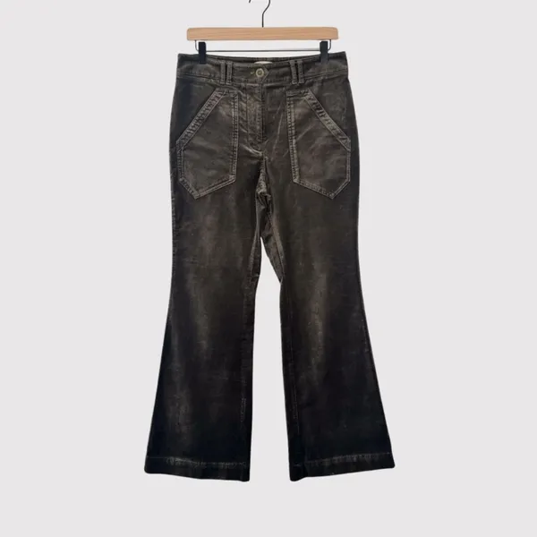 Anthropologie Maeve Womens Pants Gray Velvet Bootcut Stretch High Rise Size 6 - Image 2