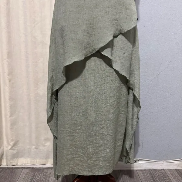 Exist Womens Maxi Dress S Sage Green‎ Textured Layered Asymmetrical Cottagecore - Image 6