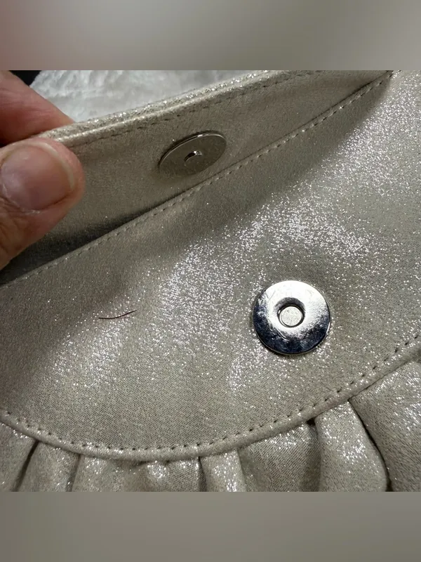 Stuart Weitzman Shimmery Cream Pleated shoulder bag - Image 6