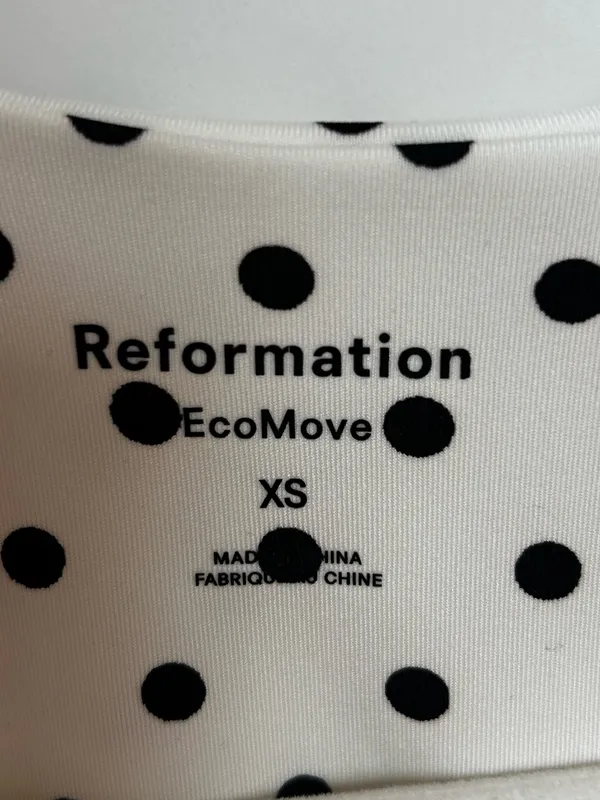 Reformation Bella Ecomove Active Dress White & Black Polka Dots Size X-Small - Image 4