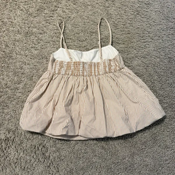 Derek Heart Tan and White Striped Top Medium - Image 2