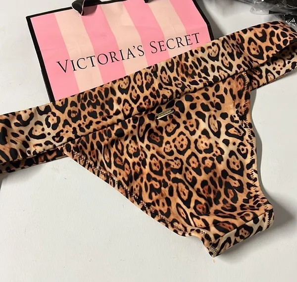Victorias Secret Nwt M Natural Leopard Brazilian Swim Bikini Bottom - Image 5
