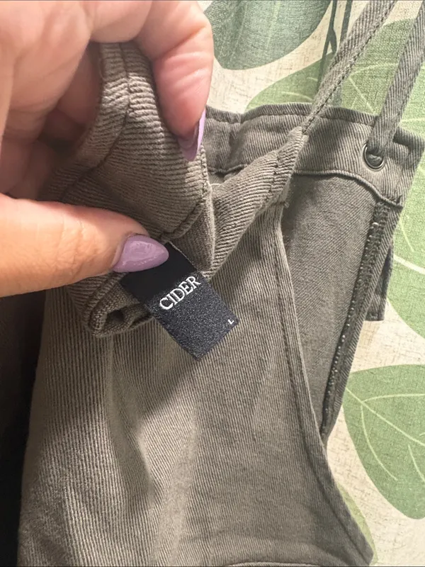 Cider Olive Green Short Denim Overalls - Image 6