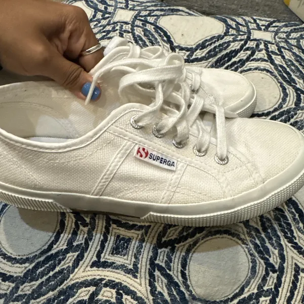 Superga 2750 Cotu White Canvas Sneakers Low Top Classic Womens 7.5 EU‎ 38 - Image 5