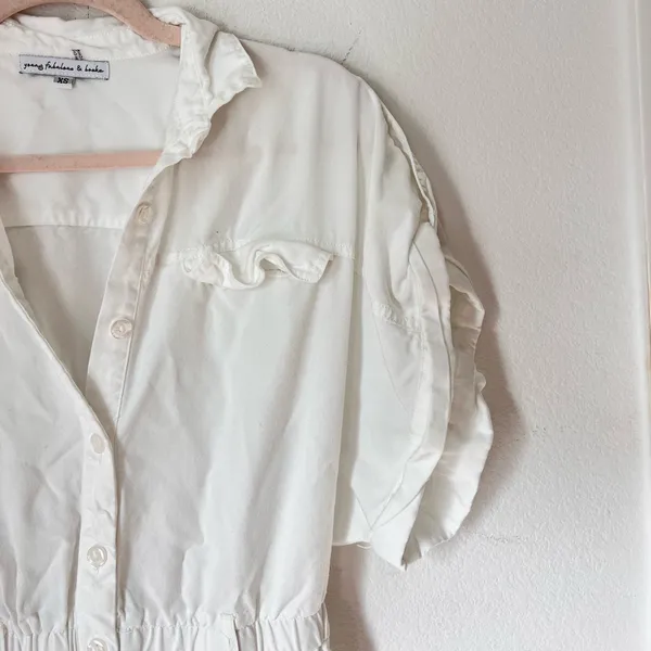 Young‎ Fabulous & Broke White Tencel Short Sleeve Utility Jumpsuit Women's XS - Image 4