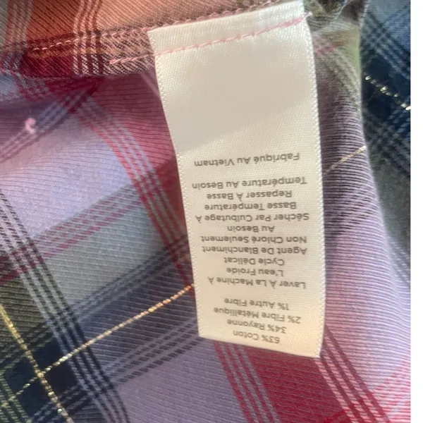 Talbots Button Up Shirt‎ Purple Plaid M - Image 11
