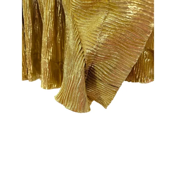Queen of Sparkles Gold Metallic Smocked Waist‎ Pleated Shorts Womens Medium - Image 3