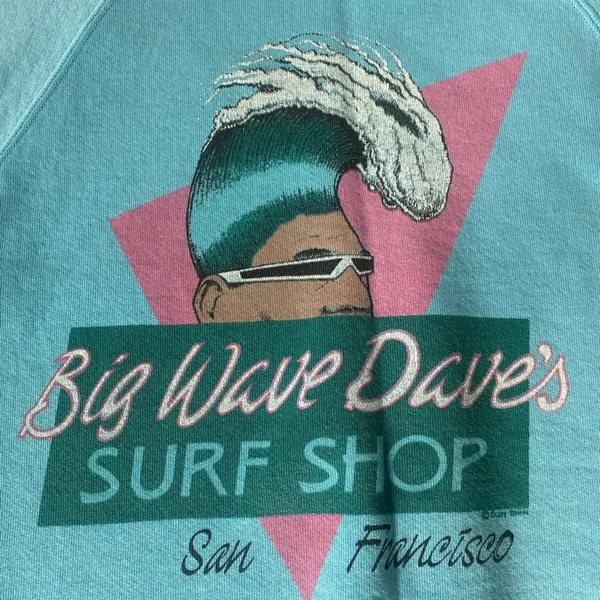 light blue white pink Big Wave Dave’s vintage surf 80’s crewneck - Image 7
