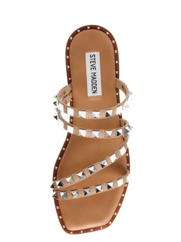 Steve Madden Nude Studded Triple-Strap Slide Sandals - Image 2