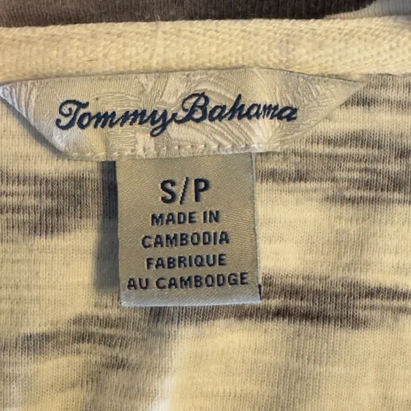 1717 | Tommy Bahama‎ Zebra Print Cotton 3/4 Sleeve Top Women S Coastal Beachy - Image 5