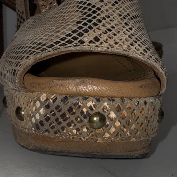 Free People Snakeskin Boho Hippie Festival Block Heel Platform Sandals Size 9 - Image 4