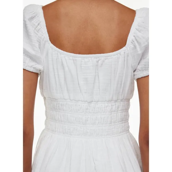 Aritzia Sundays‎ Best The Kay Dress White Mini Puff Sleeve Smocking Size S - Image 5