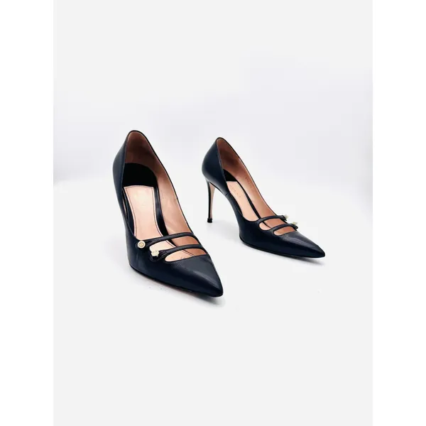 Gucci Aneta Black Button Detail Stiletto Pumps Pointed Toe Size EU 41 - Image 15