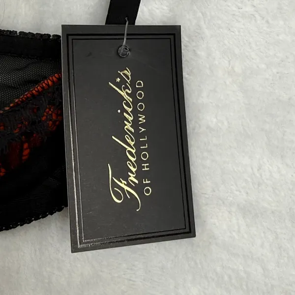 NWT Fredericks of Hollywood Lux Black Orange Lace Balconette Bra‎ Size 10 - Image 2