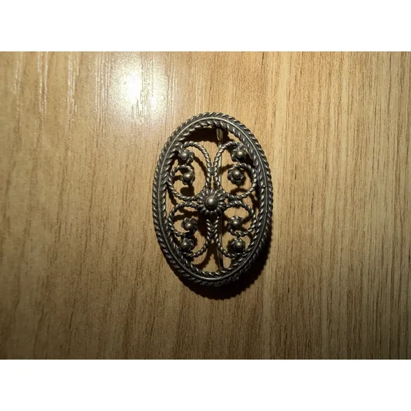 Antique Norwegian Viking Style Silver 830 S Round Brooch Scandinavian Design - Image 2