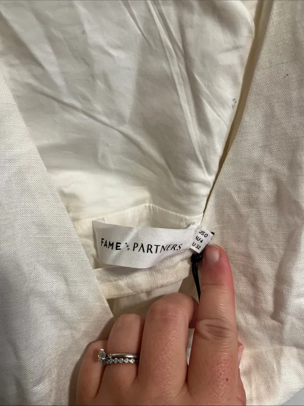 Fame and Partners Linen Blend Wrap Dress in Off White Color US Size 0 NWT - Image 3