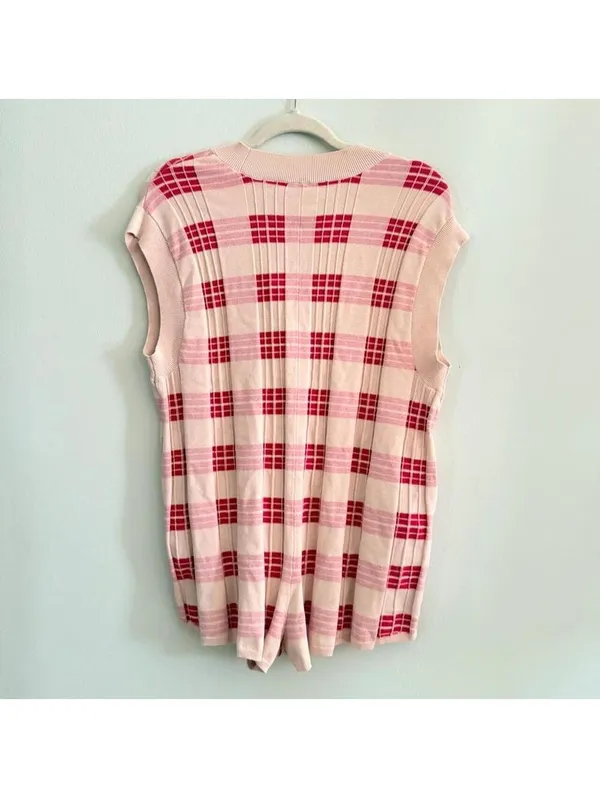 Free People Lewis Plaid Knit Romper - Image 7