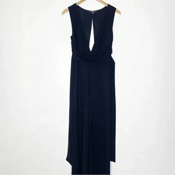 Lulus Make Memories Black Plunge Sleeveless Wide-Leg Jumpsuit Size Small - Image 3