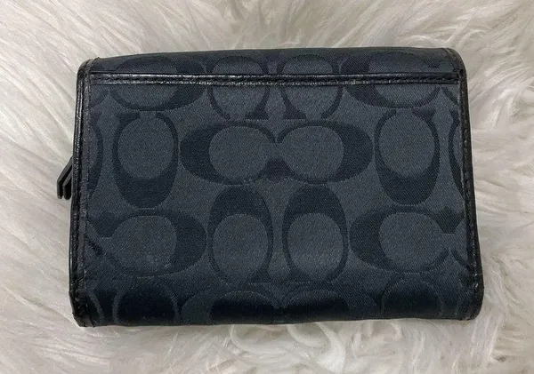 Vintage Coach Black Small Bifold Wallet signature logo - Image 2