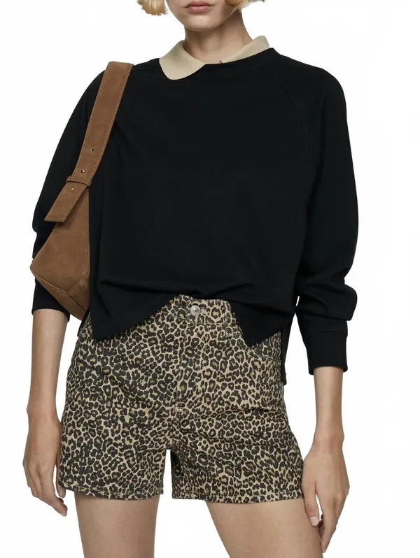 Mango Leopard-Print Straight Shorts NWT Leopard Brown Size 8 / EUR 40 - Image 2