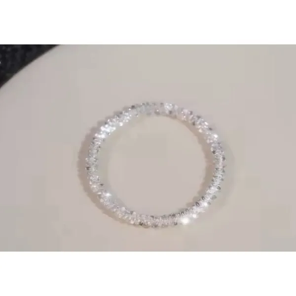 NEW Dainty‎ Diamond Cut White Gold Plated Silver Bendy Ring, Size 5 - Image 7