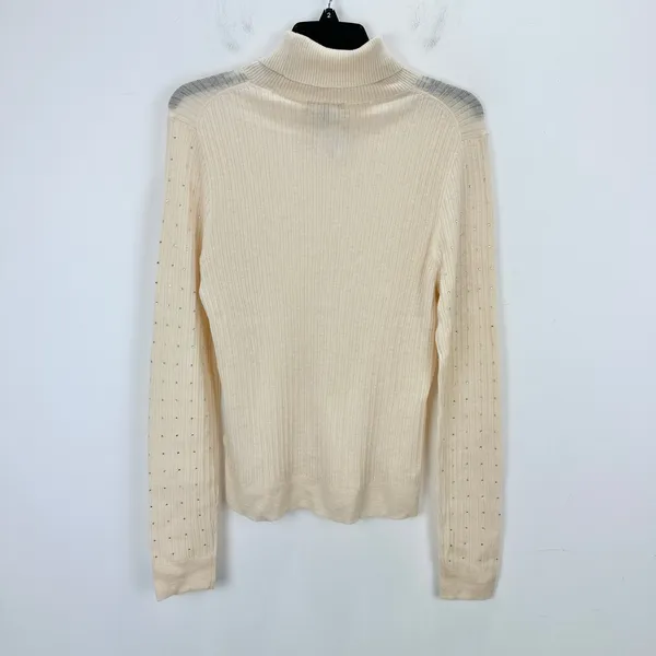 J.Crew Featherweight Cashmere Turtleneck Sweater Rhinestones Buttercream XL NWT - Image 12