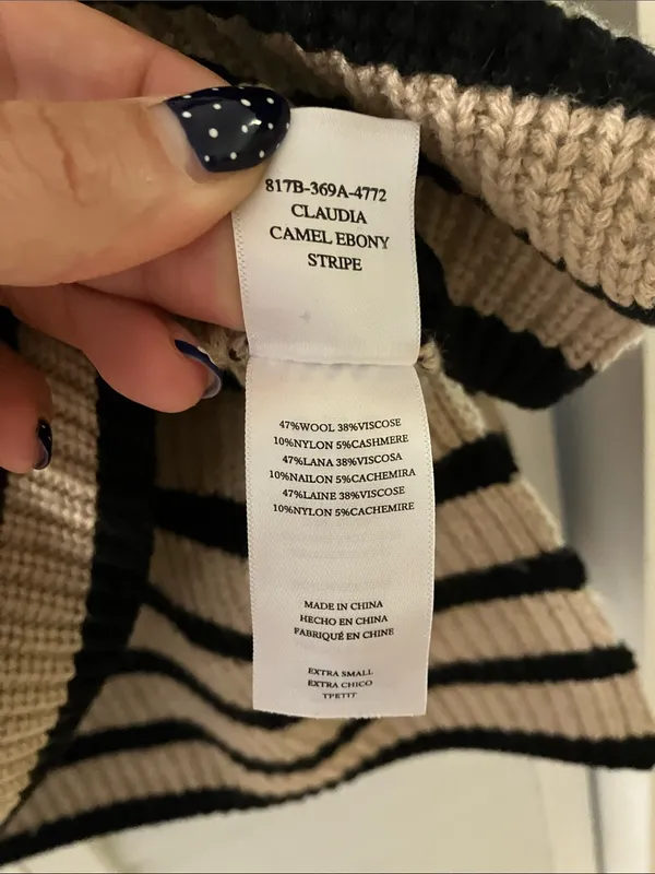 Rails Claudia Camel and Ebony Stripe Mockneck Knit Sweater XS - Image 4