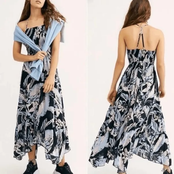 Free People Heat Wave Tropical Floral Print Smocked Maxi Dress - size Medium - Image 2
