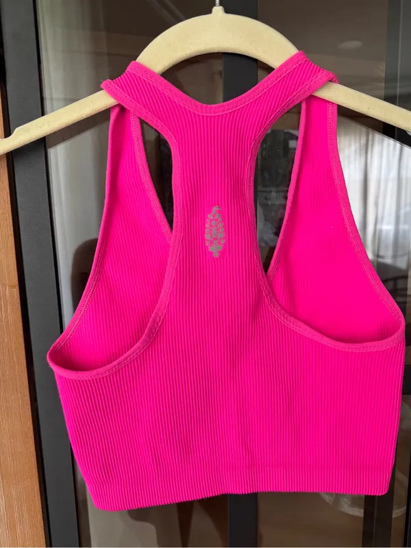 FP Movement Free Throw Crop Tank Top sports bra ribbed tropical barbie pink neon - Image 2