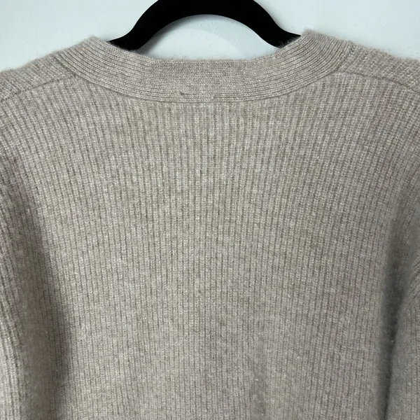 Quince Sweater Women's M Mongolian Cashmere 2.0 Oversized Boyfriend Cardigan Tan - Image 7