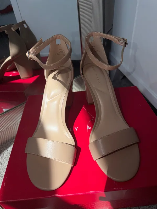 Kelly & Katie Nude/Tan Strappy Block-Heel - Image 2