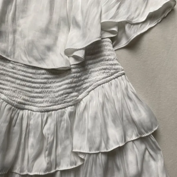 White ruffle preppy strapless mini beachy dress romper - Image 3